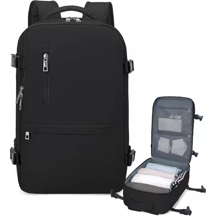 Mochila Viaje Cabina Avion 40x20x25 Mochila para Ryanair 40x20x25, Mochila Cabina Bajo Asiento Bolsa de Viaje Impermeable Equipaje de Mano con Hebilla de Pecho y Bolsa Antirrobo - 1