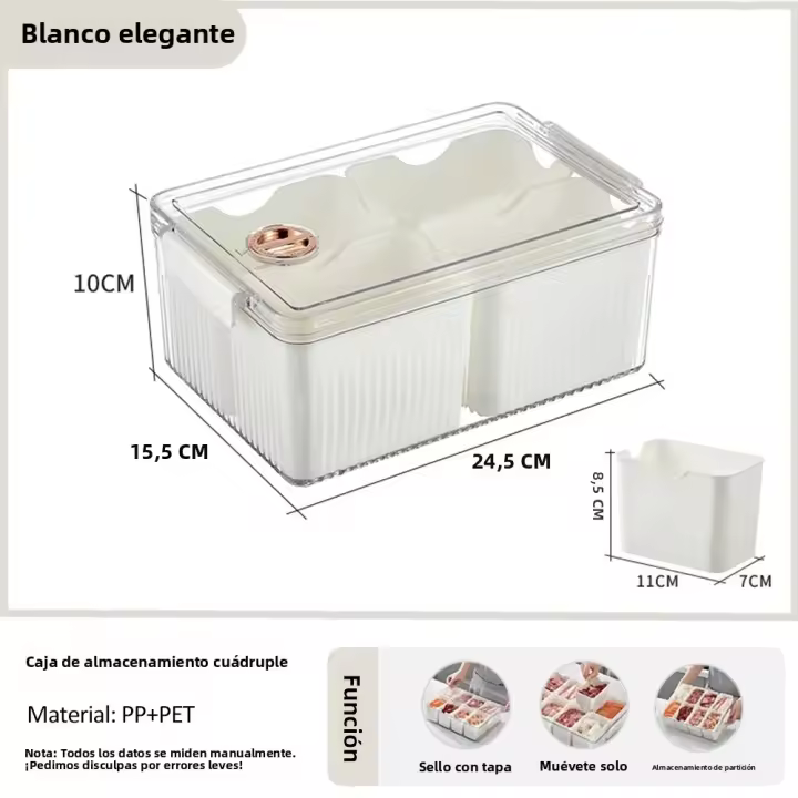 Herramienta De Cocina Moderna: Bandeja Para Servir Con 8 Pequeñas Cajas Desmontables De Almacenamiento De Especias Tapa Y Mango Para Frutas Y Verduras En El Refrigerador - 1