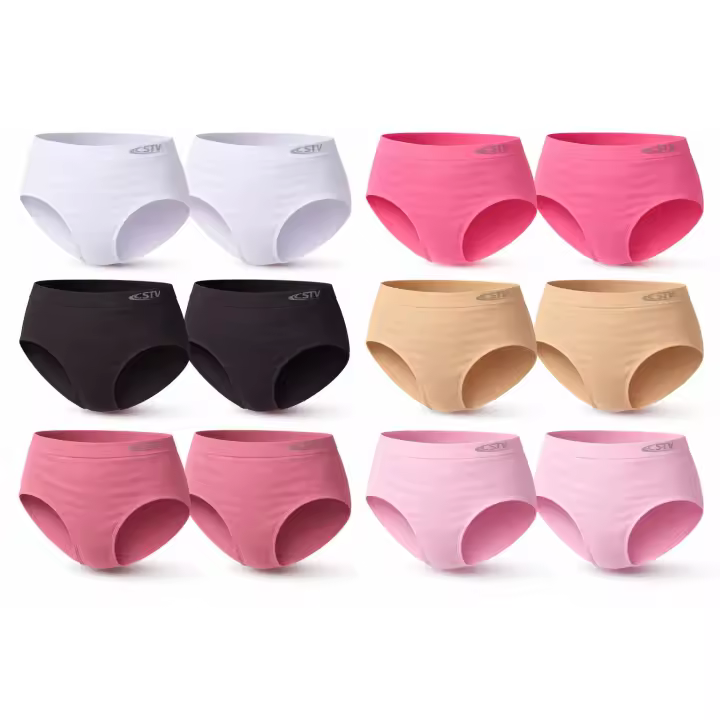 Pack 12 Bragas Mujer Sin Costuras Invisibles Microfibra Tallas Grandes STV · Ropa Interior Seamless Corte Láser Suave - 1
