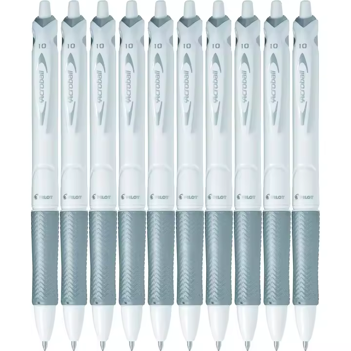 Pilot Bolígrafo Acroball White Retráctil Punta Bola 1mm Tinta Base de Aceite Negro (Pack de 10) - 1