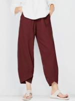 Pantalones bombachos Holgados de Lino y Algodón para Mujer, pantalón informal, Talla Grande, Verano, Fashion Irregular, informal, High Belt, elástico Belt, rectos, suelta, pantalones Cargo de Verano para Mujer - details 6