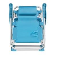 Silla de Playa Plegable, Azul Turquesa, Estructura de Aluminio y Textileno, 4 Posiciones, con Cojín reposacabezas, Medidas 60x22x85.5 cm, Peso Máximo de 110Kg - details 1