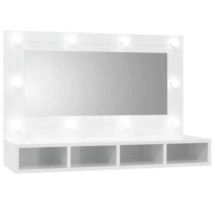 Mueble con Espejo y Luces LED Blanco Brilliant 90x31,5x62 cm - 1