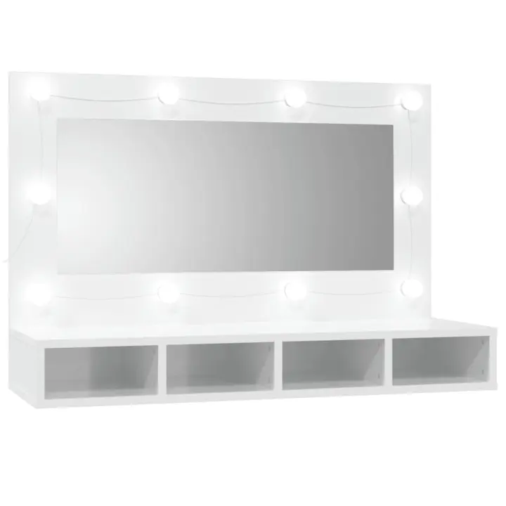 Mueble con Espejo y Luces LED Blanco Brilliant 90x31,5x62 cm - 1