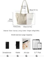 Bolso de lona para mujer, casual, con asa superior, gran capacidad, con cremallera, para el trabajo, viajes, compras - details 1