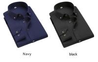 Camisa De Encaje Para Hombre Con Cuello En V Manga Larga Diseño Sólido Casual Adecuada Para Negocios Y Sociales En Colores Blanco Negro Azul Náutico - details 5