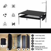 Mesa De Camping De Aleación De Aluminio Plegable Ultraligera Con Organizador De Almacenamiento Grande Y Palo De Luz Para Playa Y Carro De Transporte - details 8