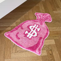 Alfombra Antideslizante Rosa Para Dormitorio Y Sala De Estar En Forma De Billetera Tejida a Mano Decoración De Entrada Para El Hogar Material Poliéster Lavable Mecánicamente - details 1