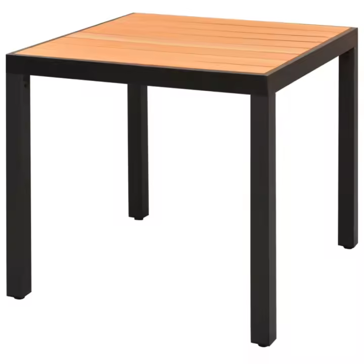 vidaXL Mesa de jardín de aluminio y WPC marrón 80x80x74 cm - 1