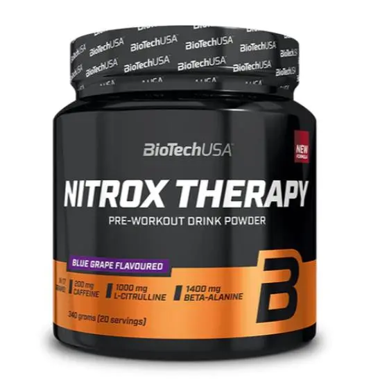Preentreno de BiotechUSA, con creatina, carbohidratos, aunque libre de azúcar - Nitrox Therapy - *340gr* Varios Sabores - 1