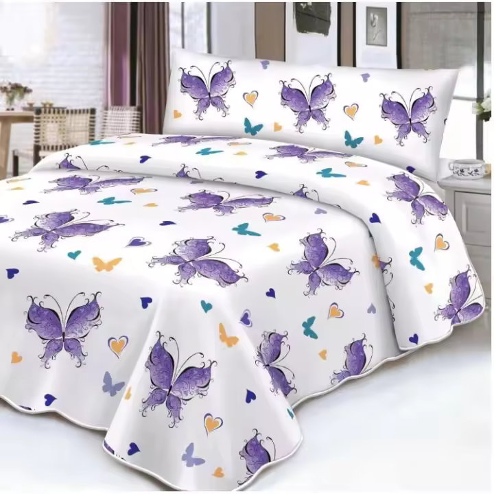 Juego de sábana,juego  para cama 135cm,set de 3 Piezas, 1 encimera , 1 sábana bajera ajustable, 1 fundas de almohada, 100% poliéster, transpirable.CXJF - 1
