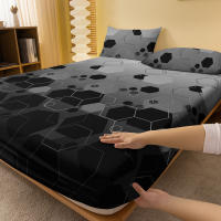 Sábana Ajustada Moderna Y Simple De Geometría Imprimida Mate Sin Almohadillas Cobertor De Cama Para Dormitorio Material Poliéster 100% - details 2