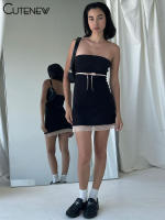 Vestido Mini De Encaje Sólido Negro Para Mujer Verano 2023 Estilo Hipster Sexy Con Pecho Empapado Ajustado Y Cintura Natural Vestimenta De Fiestas Nocturnas - details 13