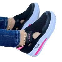 Zapatillas De Tenis Para Mujer Suela Mediana De Tela Y Mesh Zapatos Deportivos Casuales Con Plataforma Y Agujeros En El Diseño Zapatos Para Damas - details 1
