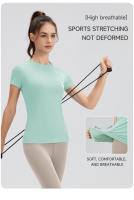 Camiseta Deportiva Para Mujer 2024 Técnica De Secado Rápido Top De Yoga Corto Manga Transpirable Y Cómodo Para Gimnasio Y Running - details 6