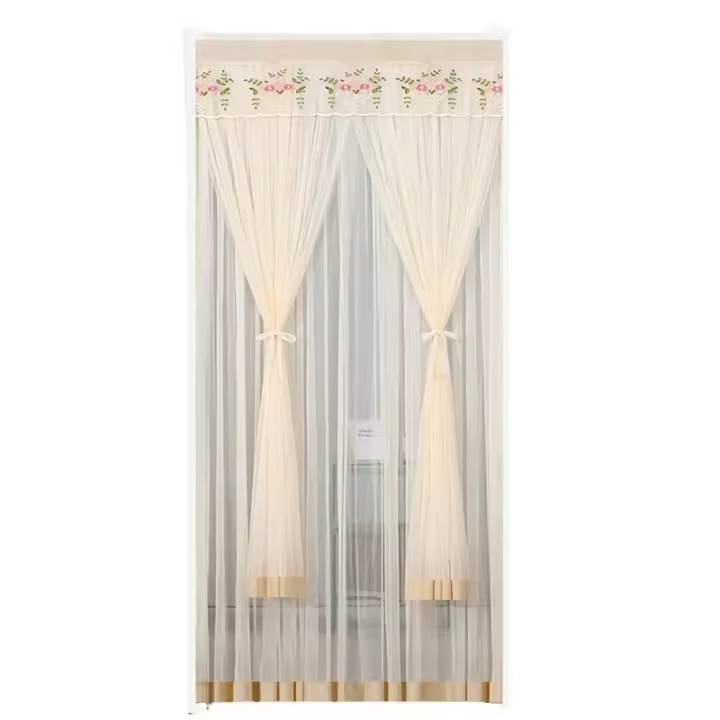 Nueva Cortina De Puerta Para El Verano a Prueba De Mosquitos Lace Lateral Fly Para Dormitorio Cocina Doble Capa Cortinas Translúcidas - 1