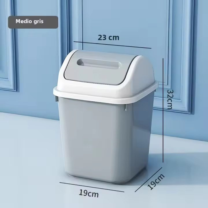 Cubeta De Basura Grande Para El Hogar Con Cubierta Muestrario Para Baño Cocina Sala De Estar Recámara Material PP Plástico - 1