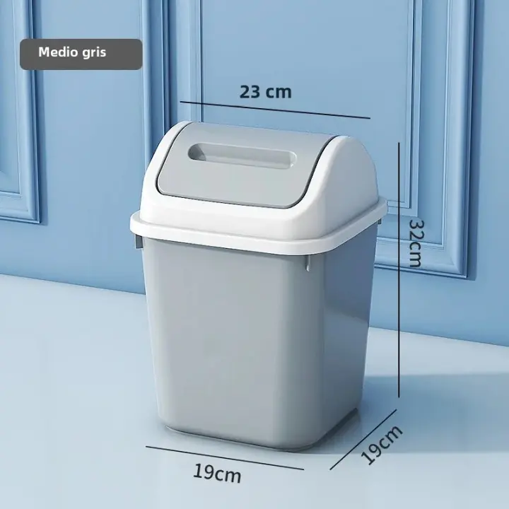 Cubeta De Basura Grande Para El Hogar Con Cubierta Muestrario Para Baño Cocina Sala De Estar Recámara Material PP Plástico - 1