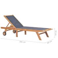 vidaXL Tumbona plegable con ruedas teca maciza y textileno Sillas de Exterior Ideal para jardín, playa, piscina, terraza Tumbona Piscina Tumbonas Playa Tumbonas Jardín Exterior - details 7