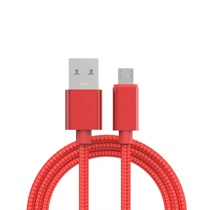 CABLE MICRO USB ALUMINIO TRENZADO 1m ROJO NYLON CARGA RAPIDA - 1