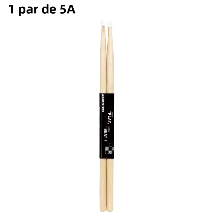 Paquete De 1/5/10 Pares De Palos De Batería De Madera De Arce 5A 7A Para Batería Eléctrica Con Punta De Nylon Instrumentos Musicales De Percusión Partes Y Accesorios - 1
