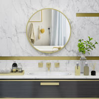 HOMCOM Espejo de Baño Espejo de Pared Espejo Decorativo con Marco de Aluminio y Gancho Fácil Instalación para Salón Entrada Pasillo Dorado - details 1