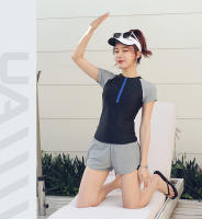 Traje De Baño Deportivo Para Mujer Dos Piezas Con Fondo De Pies Cortos Y Chaleco Protector Solar Y Anti-UV Para Spas Y Natación - details 2