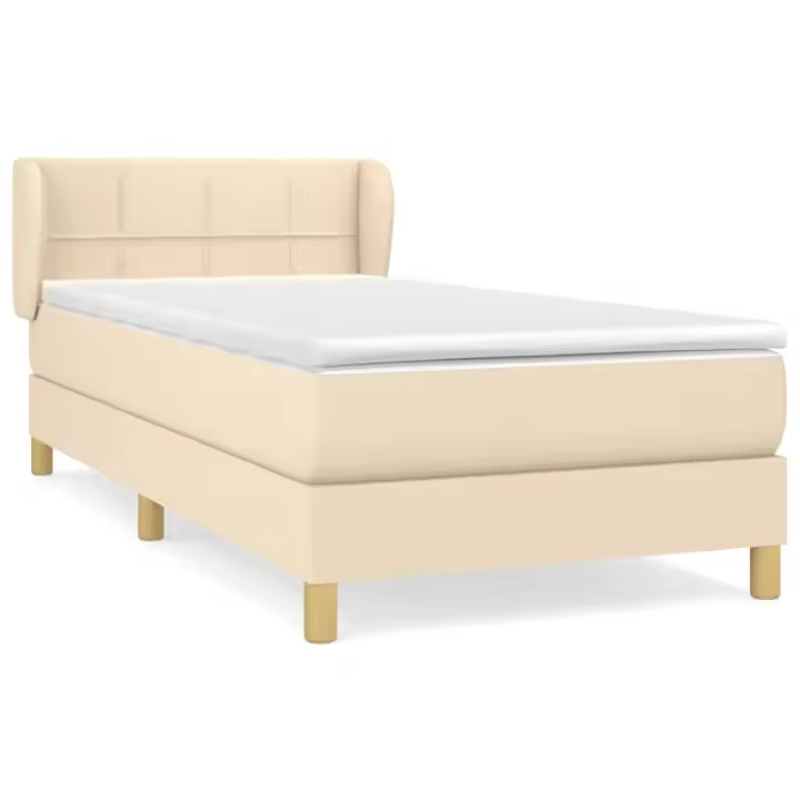 vidaXL Cama box spring con colchón tela color crema 90x190 cm - 1