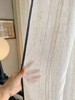 Cortinas De Estilo Francés Antiguo Con Borde Negro Lino Rayado Crema Retro Japonesa Para Balcón Y Sala De Estar - details 4