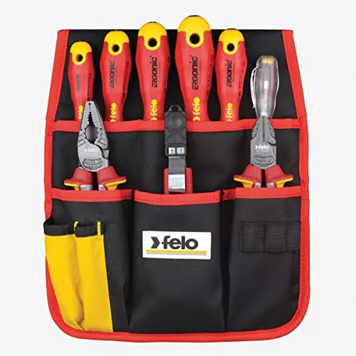 Felo 41399504 - Bolsa portaherramientas con 9 herramientas aisladas VDE Felo para instaladores - 1