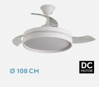 FABRILAMP Ventilador PREMIUM Mandarin 72w 3aspas 48/108D Motor DC Regulable Dimmable intensidad 7200lm 3000-4000-6500k Remoto+memoria+temporizador,6velocidades,Control de aire verano o invierno Incluye 2 tijas y mandos COLOR BLANCO,NEGRO/MADERA Y PLATA - details 3