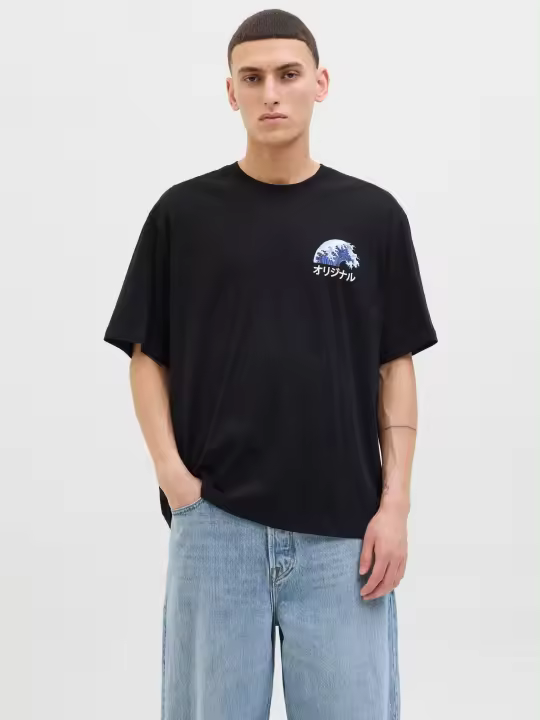 Jack & Jones Fuji Camiseta Con Estampado Color Negro - Suave Y Transpirable - 1
