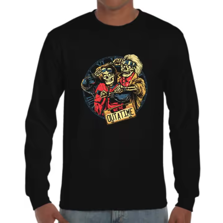 The Fan Tee Camiseta Manga larga de HOMBRE Regreso al Futuro DeLorean Doc Marty McFly 033 - 1