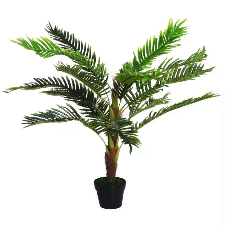 Outsunny Cycas Artificial 123cm con Cañas Naturales Árbol Planta Decorativa Sintética con Maceta Casa Terraza Jardín Decoración - 1