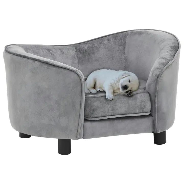 vidaXL SOFÁ PARA PERROS FELPA GRIS 69X49X40 CM - 1