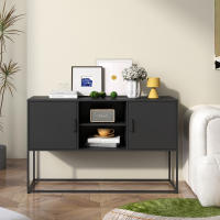 Decorativo de metal Negro, aparador y Caja Fuerte de Casillero, Estructura metálica robusta con elegante color Negro, H 75 cm x W 120 cm x P 40 cm - details 0
