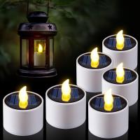 Velas LED De Té Solar Impermeables Recargables Para Exterior Decoración De Jardín Y Hogar Velas Electrónicas Sin Flamante Fuente De Luz Para Fiesta - details 0