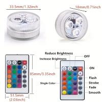 Lámpara Submersible RGB LED 3Leds Luz Nocturna Submarina Operada Por Batería Para Jardín Piscina Fiesta Bodas Vaso Olla - details 1