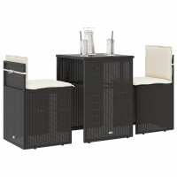 vidaXL Sillas y mesita de jardín con cojines 3 piezas ratán PE en color Gris/beige y crema/Negro y más | cómodas modernas ergonómicas para comedor cocina salón hogar - details 2