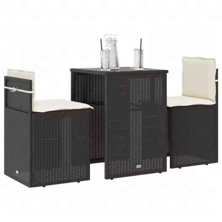 vidaXL Sillas y mesita de jardín con cojines 3 piezas ratán PE en color Gris/beige y crema/Negro y más | cómodas modernas ergonómicas para comedor cocina salón hogar - 1