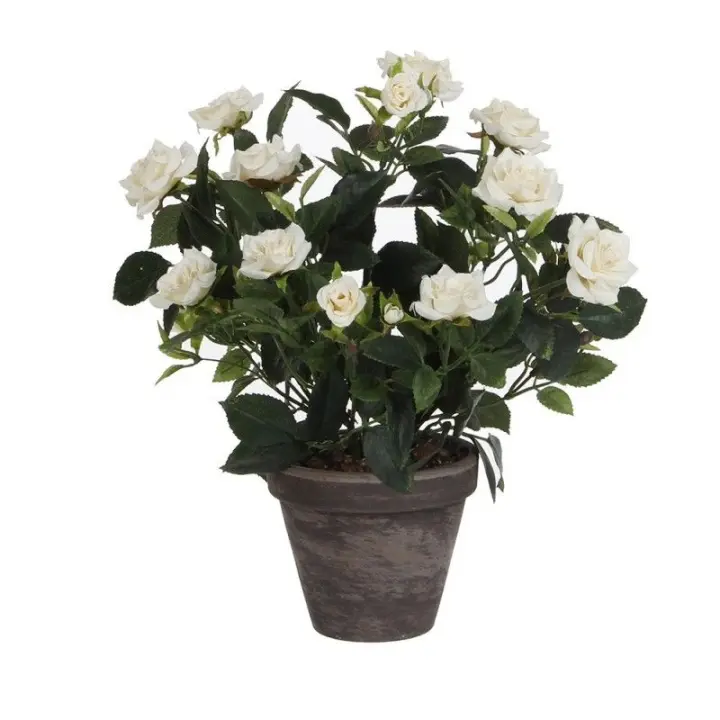 Rosal Blanco PVC con Maceta Gris - Decoración Moderna - 1