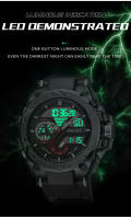 Reloj De Cuarzo Para Hombres SMAEL Con Correa Roja De 50M Resistente Al Agua Alarma Cronógrafo Analógico Y Digital Deportivo - details 3