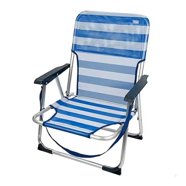 Aktive Silla Fija Plegable de Playa Respaldo Fijo Azul con Rayas 53950 - 1
