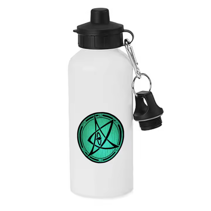 MERCHANDMANIA BIDON DEPORTIVO 600 ML ACERO INOXIDABLE CON CHUPON serie 30 monedas símbolo simbolo arcano juego rol botella escolar deporte bicicleta - 1