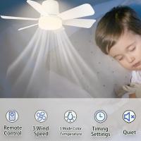 Ventilador de techo inalámbrico con control remoto, con rosca y luz regulable, con bombilla enchufable para pasillo, cocina, baño, garaje y cuarto de herramientas, color blanco. - details 3