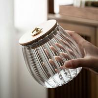 Juego De Botellas De Almacenamiento Para Cocina Jars De Vidrio Tapa De Madera Airtight Contenedor Para Cereal Té Granos De Café Azúcar Ecológico - details 0