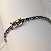 Pulsera De Plata Esterlina 925 De 2mm Pulsera De Tenis Negra Bangles Hip Hop Bangle Redondo Para Mujer Joyería Clásica - details 0