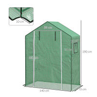 Outsunny Cubierta de Invernadero 140x73x190 cm Cubierta de Repuesto de Invernadero con Ventana Puerta con Cremallera Anti-UV Protección de Plantas para Jardín Verde - details 2
