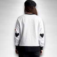 Sudadera Revés Anabel Lee - Blanca con Ribetes Negros, Corazones y Mensaje Bordado - details 4