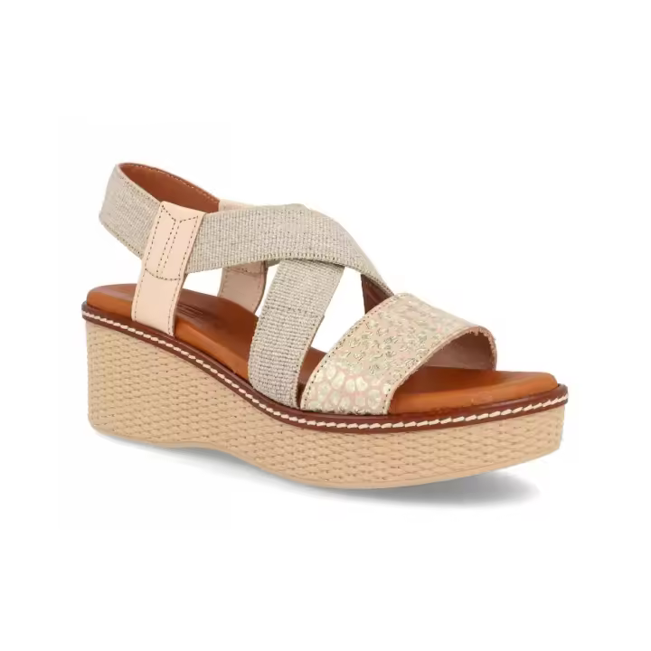14691 - DIGO DIGO SANDALIAS DE CUÑA   COLORES : BEIGE  TALLAS : 35 AL 41  CORTE EXTERIOR : PIEL  FORRO INTERIOR : PIEL / SINTÉTICO  PLANTILLA : PIEL / GEL  ALTURA TACÓN / CUÑA : 6 CM.  PISO : SINTÉTICO - 1